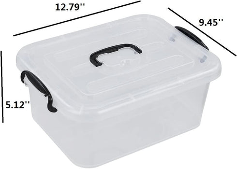 8 Liter Plastic Storage Box - 2-Pack Clear Storage Bins with Handles for Organizing