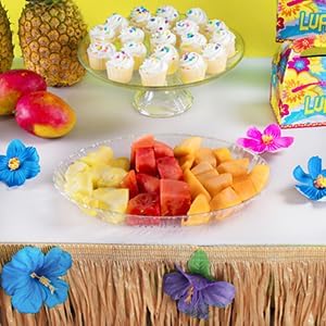 Luau Grass Table Skirt, Natural Hawaiian Table Skirt, Tropical Party Decorations, 9 Feet x 29.5 Inch