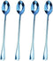 Long Handle Iced Tea Spoon Set of 4, Stainless Steel Coffee Mixing Spoons, Blue
