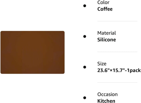 Silicone Placemats, Food-Grade Non-Slip Waterproof Kitchen Counter Mat, Heat Resistant Baking Mat, Dishwasher Safe (1