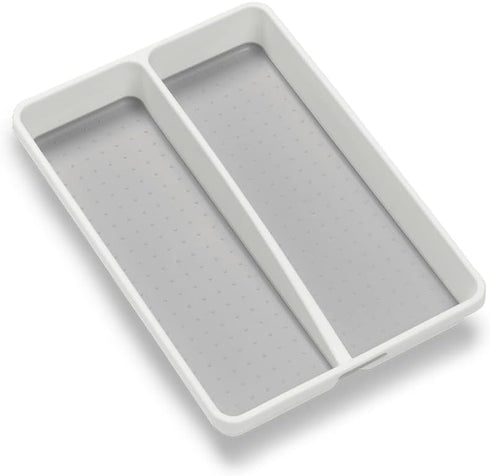madesmart Premium Antimicrobial Classic Mini Utensil Tray, Soft Grip Non-Slip Kitchen Drawer Organizer, 2 Compartments,