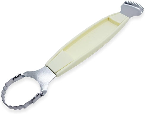 8 " Long Coconut Grater, Vintage White Plastic Handle, Traditional Thai Style Kitchen Tool, Stainless Steel Shredder