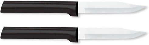 Regular Paring Knife (W201) by Rada Cutlery, 3.25" Stainless Steel Hollow Ground Blade, Black Handle, Pack of 2, Made