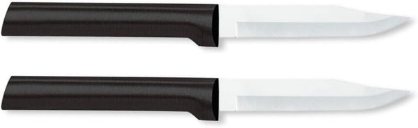 Regular Paring Knife (W201) by Rada Cutlery, 3.25" Stainless Steel Hollow Ground Blade, Black Handle, Pack of 2, Made