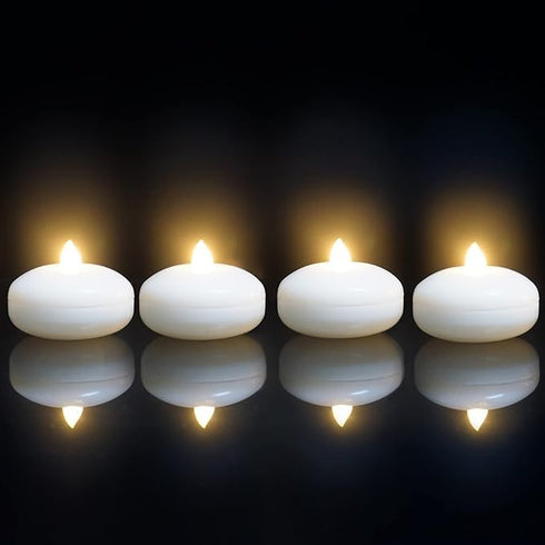 Qidol Waterproof Flameless Floating Candle Battery Operated Flickering Electric Led Light with Timer,