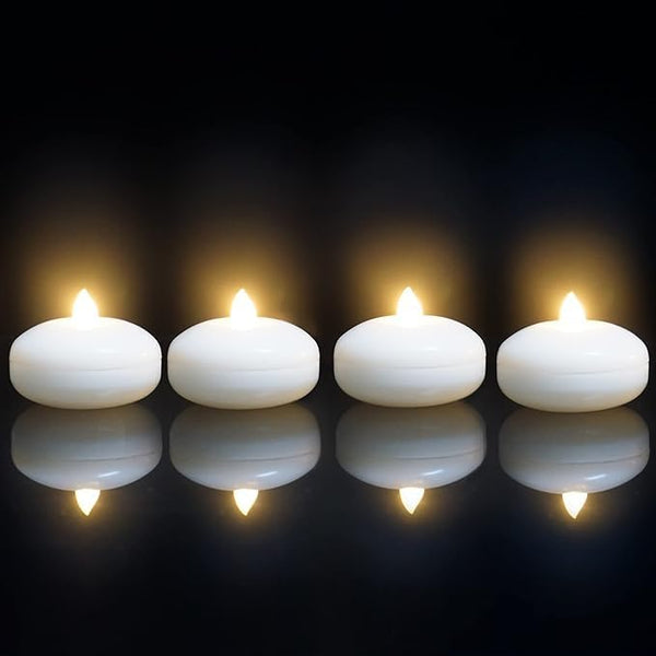 Qidol Waterproof Flameless Floating Candle Battery Operated Flickering Electric Led Light with Timer,