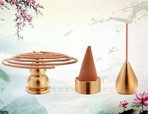 Miupoo Metal Incense Burner Holder, Cone, Coil & Stick Holders, 3 Styles
