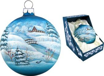 G. Debrekht Winter Village Glass Ball Ornament, 3.5"
