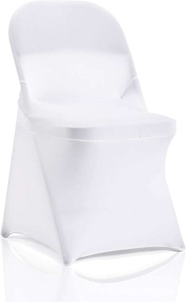 bricia 12 PCS White Stretch Spandex Folding Chair Slipcovers, Dining Room Chair Covers