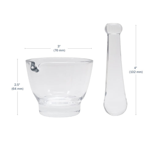 Apothecary Products Mortar and Pestle Bowl - Glass Mixer and Grinder for Medicine (2 oz)