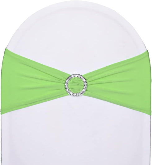 SweetEasy 10pcs Lime Green Stretch Chair Sashes Spandex for Wedding Parties Banquet Decorations