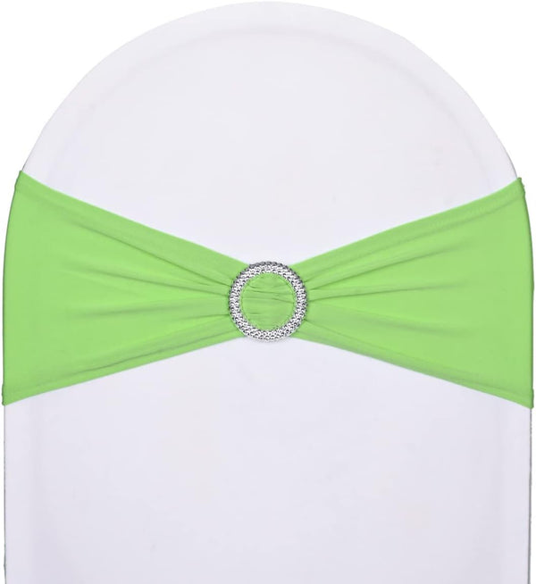 SweetEasy 10pcs Lime Green Stretch Chair Sashes Spandex for Wedding Parties Banquet Decorations