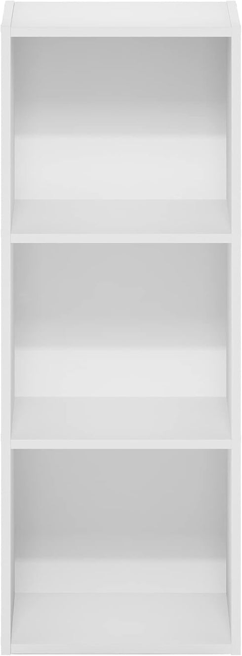 Furinno Pasir Open Shelf Bookcase, 3-Tier, No Tool Assembly, White