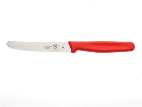 Mercer Culinary Rounded Tip Wavy Serrated Bar Knife, 4.3" Red