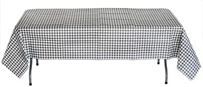 Havercamp Houndstooth Table Cover (54" x 108"), Water and Tear Resistant, Black and White Paper Cover