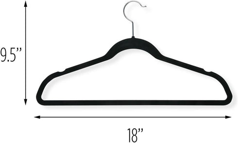 Honey-Can-Do Thin Non-Slip Velvet Hangers, Black, 50-Pack