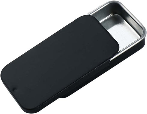 Black Metal Rectangular Mini Tin Box, Iron Box Tinplate Push Candy Pill Cases for Home Organizer (60x34x11mm).