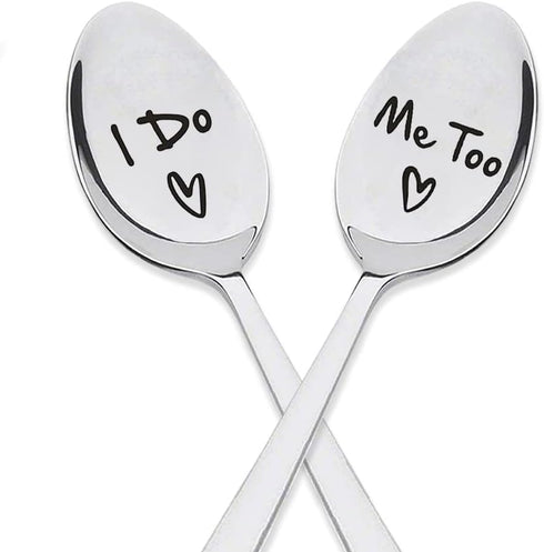 Wedding Gifts for Couples - "I Do Me Too" Engraved Spoons, Engagement Gift for Boyfriend or Girlfriend