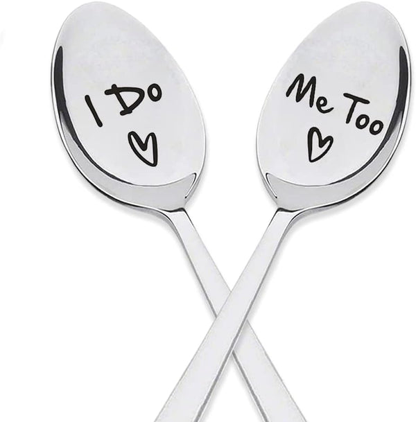 Wedding Gifts for Couples - "I Do Me Too" Engraved Spoons, Engagement Gift for Boyfriend or Girlfriend