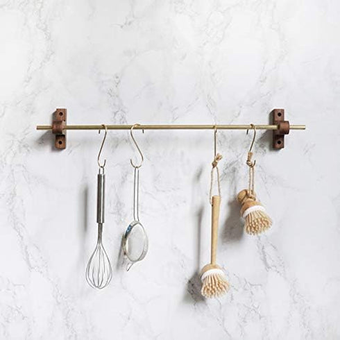 YANGQIHOME 6 Pieces, Gold Brass S Shaped Hooks, Coat Clothes Towel Hangers, Kitchen Rack Hooks
