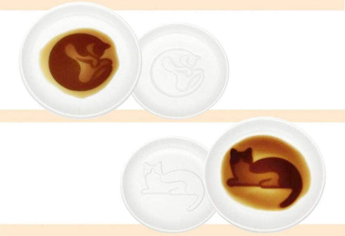 4pcs Ceramics Cat Relief Seasoning Dishes Sushi Dipping Bowl Appetizer Dessert Plate by MISS TUTU