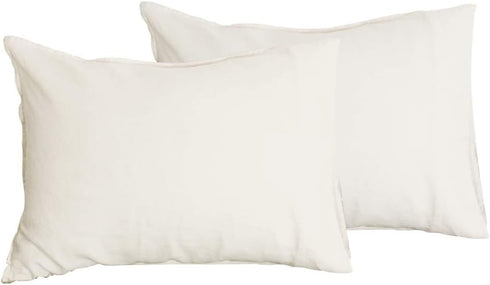 S VICTORY SYMBOL 100% Organic Linen Pillowcases, 1 Pair 20"x30", French Natural Flax Soft Basic Washed Creamy-White