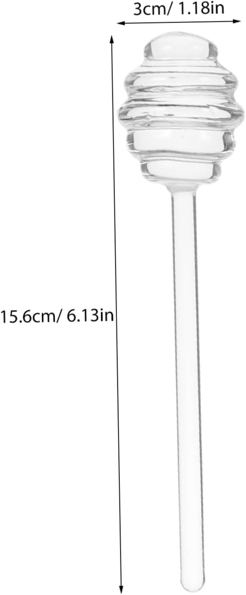 5.34 Inch CALLARON Glass Honey Dipper Clear Honey Stirring Rod for Household Jam Syrup Mixing and Serving