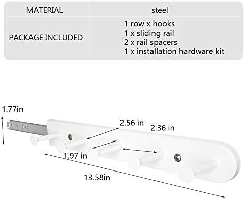 Extendable Sliding Wardrobe Hook Rail with Hardware Pull Out Closet Rod Organizer for Home, Office, Hotel