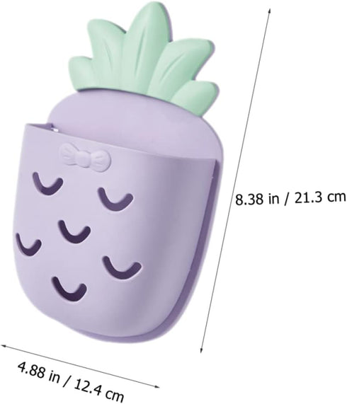 Hemoton 2 Pcs Wall Hanging Storage Basket, Pineapple Bathroom Organizer, Wall Mounted Toothbrush & Phone Holders