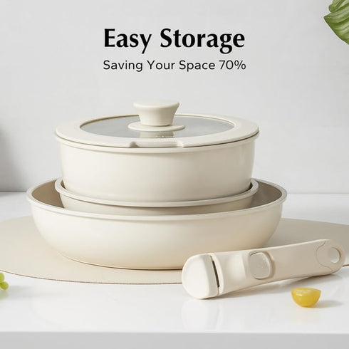 Removable Handle White, Detachable Pan Gripper, Replacement Handle for All Cookware