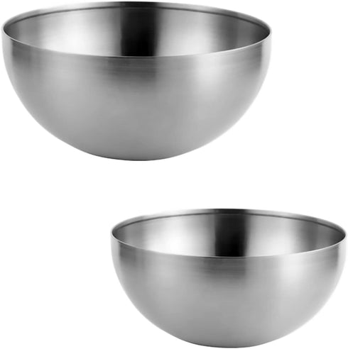 Stainless Steel Salad Bowls Set, Mixing and Serving Bowls for Cooking, Set of 2, Silver