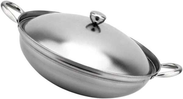 UPKOCH Stainless Steel Hot Pot Pan, 22cm Metal Shabu Shabu Hot Pot with Lid and Handle