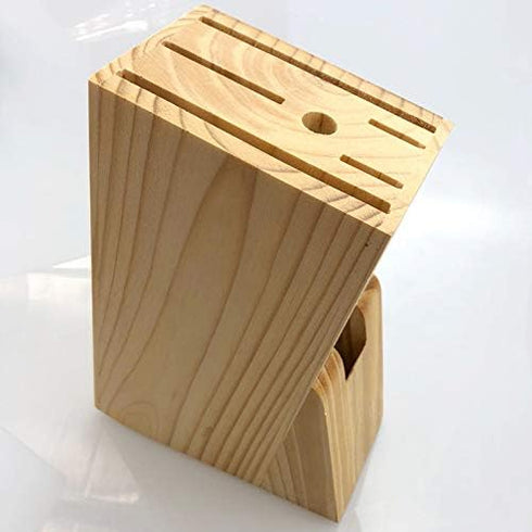 Wooden Knife Block Countertop Knife Holder with Scissors-Slot for Kitchen