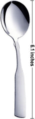 Soup Spoons, Stainless Steel 6.1” Heavy Duty Round Spoons, Dinner Spoon Table Spoon Silverware, Metal Spoon Cutlery Set, 6-Piece