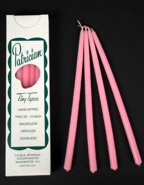 D'light Online Patrician 10 Inch Hand Dipped Skinny Taper Candles (Set of 12, Pink)