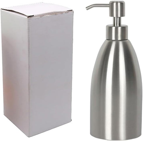 304 Stainless Steel Soap Dispenser 16oz Rust-Proof Liquid Pump Bottle for Kitchen or Bathroom Countertop