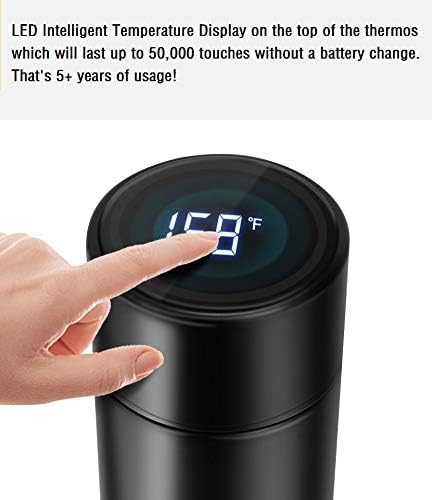 Insulated Smart Sports Water Bottle with LED Temperature Display, Double Wall Vacuum Coffee and Tea Infuser Bottle,