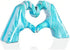 Navy blue hand heart decoration, heart hand statue, love finger sculpture wedding decoration, suitable for bookshelf