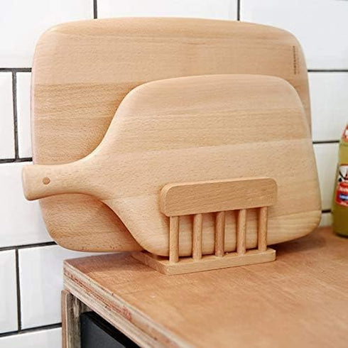 Beech Wooden Dual Cutting Board Rack - Chopping Board Organizer Stand Holder for Kitchen