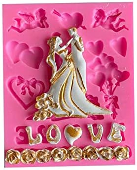 Bride and Groom Tuxedo Wedding Dress Set Silicone Molds for DIY Wedding Party Cake, Fondant, Biscuit, Cookies, Soap,