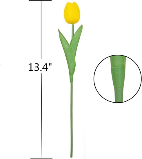 Artificial Tulips 10Pcs Real Touch Fake Tulips, PU Flower Arrangement Bouquets for Home Decoration (Yellow)