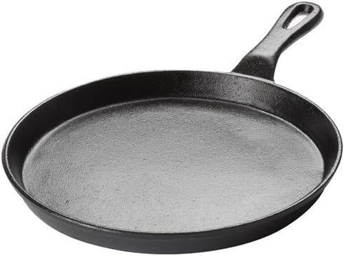 Winco Round Cast Iron Grill Pan, 10-Inch, Black Finish by Winco