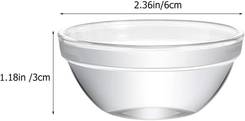 Set of 10 Mini Prep Bowls, 2.36 Inch Small Glass Bowls, Stackable Clear Pyrex for Prep, Dessert, Dips