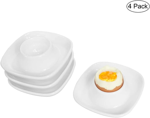 Bealuffe (4 Pack) Ceramic Egg Cups for Soft Boiled Eggs, Egg Holder Porcelain Egg Dish for Breakfast for Easter