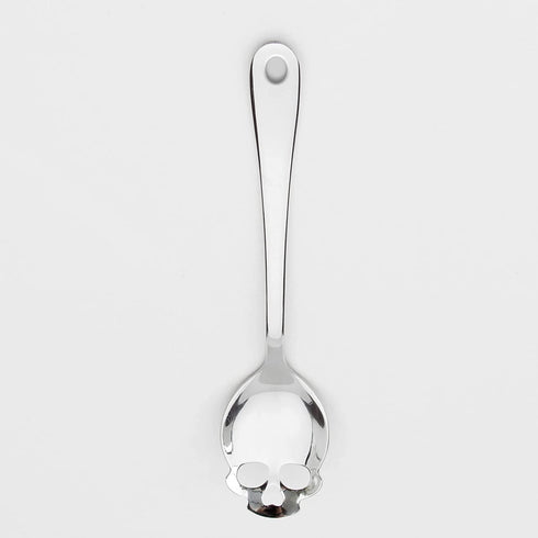 Suck UK Skull Serving Spoon, Stainless Steel Kitchen Utensils for Gothic Home Decor, Slotted Cooking Spoon
