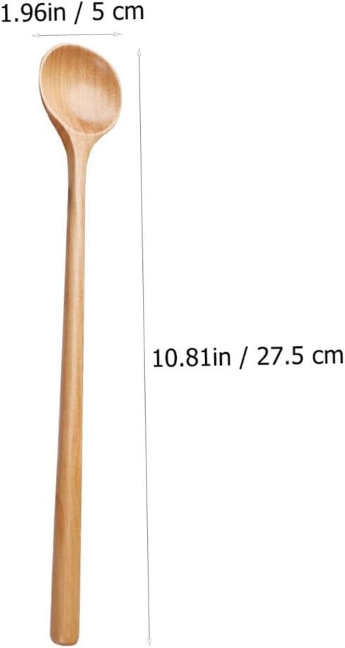 BESTOYARD 4pcs Wooden Mixing Spoons, Long Handle Honey Wooden Spoons for Eating, Non-Stick