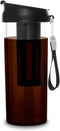 Cold Brew Coffee Maker Travel Tumbler with Soft Silicone Handle, Portable Iced Coffee Cup, 17oz Black