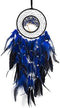 Dreamlike Deep Blue Tree of Life Dream Catcher, Handmade Feather Wall Hanging for Girls Bedroom Decor