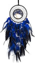 Dreamlike Deep Blue Tree of Life Dream Catcher, Handmade Feather Wall Hanging for Girls Bedroom Decor