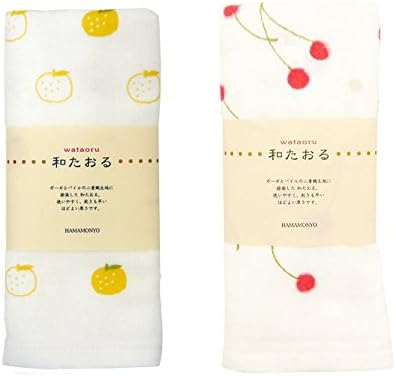 Nassen Dye Gauze Face Towel Set of 2, Yuzu & Cherry